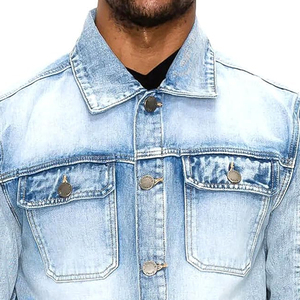 Vestes en jean classiques d'hiver pour hommes High Street vente en gros épaules délavées bleues personnalisables surdimensionnées - Product Image 6