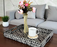 Assiette décorative de luxe rectangulaire en mosaïque, grande taille, faite à la main, de qualité supérieure, avec incrustation de nacre, écologique, lavable et sur mesure