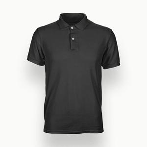 Chemise noire unie anti-plis pour homme en Spandex/Coton à manches courtes avec poche, couleurs et tailles personnalisables, logo sur mesure - Product Image 3