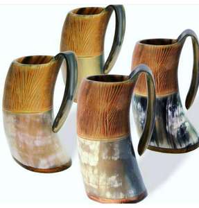 Taza de Cuerno Artesanal Reutilizable de Estilo Contemporáneo con Ondas de Grano Natural, Agarre Cómodo que Agrega un Toque Atrevido a Cualquier Decoración de Mesa para Fiestas - Product Image 3