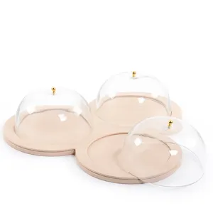 Vente en gros de chauffe-plats ronds faits à la main en cuir et verre, dôme de service parfait pour le restaurant et le dessert de mariage - Product Image 6