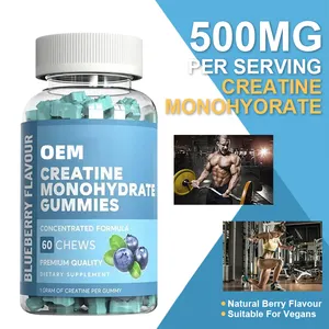 Không đường miễn phí Creatine Monohydrate Pre-Workout bổ sung OEM/ODM/OBM tăng năng lượng Gummy nhãn hiệu riêng cho người lớn