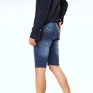 Shorts en denim tricotés droits pour hommes avec impression de logo personnalisé, respirants, écologiques, style streetwear - Product Image 6