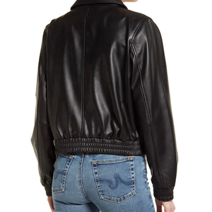 Chaqueta de moda para mujer de gama alta, piel de oveja auténtica, estilo clásico de Moto con cuello levantado y corte elegante y ajustado a medida - Product Image 2