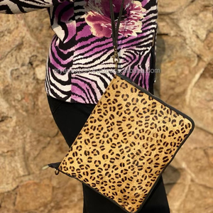 New Western Style Animal Print Fur Leather Cellphone Sling Bag High Quality Fashionable Real Handmade Fur Leather Crossbody Bags - Product Image 2