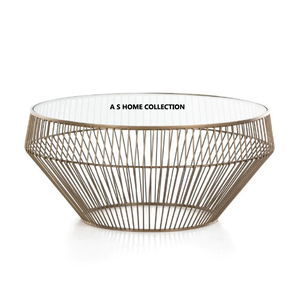 Métal en acier inoxydable de haute qualité avec dessus en verre et marbre Table basse finie dorée Meubles de salon de jardin à la maison - Product Image 6