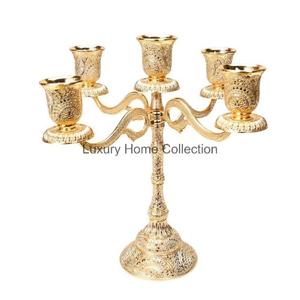 Candélabre forgé couleur or Designer fantaisie table mariage et pièce maîtresse décor église maison et bougeoir de noël - Product Image 2