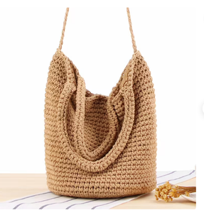 Sac de plage tendance en paille pour femme, sac vintage en jute, panier français vintage en crochet macramé - Product Image 1