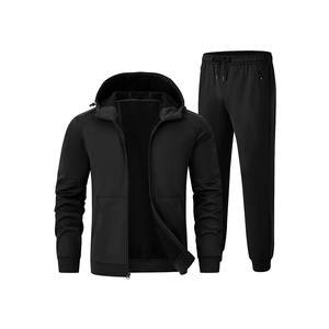 Pantalons de survêtement à capuche pour hommes Ensemble 2 pièces 100% coton Ensembles de jogging avec logo personnalisé pour l'échauffement du sport Survêtements pour hommes Costumes de survêtement unisexes - Product Image 1