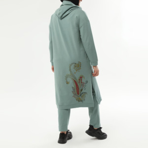 ชุดกีฬาลำลองสำหรับผู้หญิงชุดวอร์มผ้าฝ้าย100% คอกลมมีฮู้ดสีล้วนแบบลำลองขนาดพลัสไซส์ - Product Image 2