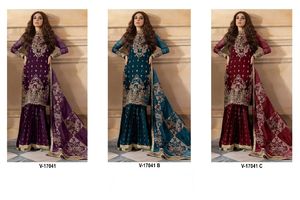 VELVET EMBROIDERED <b>Top</b> ORGANZA EMBROIDERED Dupatta VELVET EMBROIDERED Bottom - Product Image 6