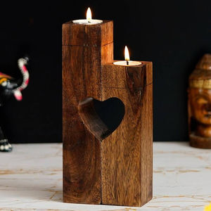 Portavelas de madera natural en forma de onda de alta calidad, tres luces de té para decoración del hogar, nuevo diseño hecho de mango o acacia - Product Image 6