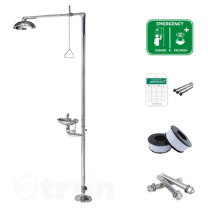 Estación Combinada de Ducha de Emergencia y <span class=keywords><strong>Lavaojos</strong></span> con Señalización para Seguridad en el Lugar de Trabajo - Product Image 2