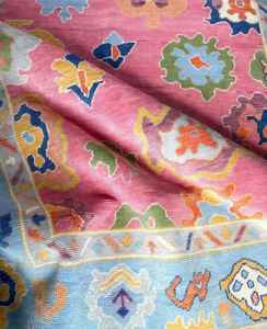 พรมไหมพรมถักมือสไตล์ตุรกีสีชมพูทันสมัย5x7ขายดีชุดตกแต่งบ้านไม่ลื่นเป็นมิตรกับสัตว์เลี้ยงทำจากผ้าฝ้ายคุณภาพสูง - Product Image 3