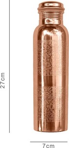 Botella de Agua de Cobre Puro de 1000 ml de la India, Beneficios para la Salud Ayurvédica, Pulida, Decorativa, para Yoga y Regalo - Product Image 3