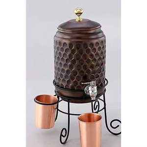 Dispensador de agua potable de cobre puro del exportador indio más vendido Accesorio desechable de tapa hecha a mano con diseño de Metal de alta calidad - Product Image 2