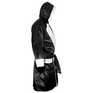 2024 2025 Bata de boxeo de longitud completa de color negro Batas con capucha-Cinturones negros Diseño personalizado Lucha libre-Bata DE BOXEO - Product Image 5