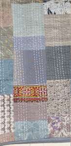 Handmade Old <b>Vintage</b> Kantha Bedspread Quilts Blanket Reversible Quilted Cotton Silk Indian Style Hand Stitched Throw Home Hotel - Product Image 2