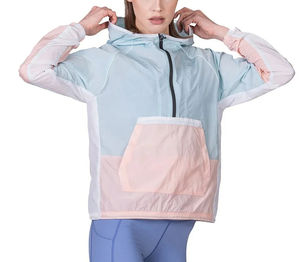 Chaqueta cortavientos de media cremallera para mujer, venta al por mayor, Chaqueta ligera con capucha personalizada, chaqueta de nailon, chaqueta cortavientos impermeable para la nieve - Product Image 3