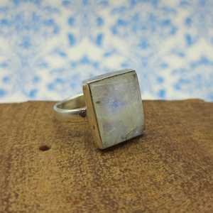 Nueva llegada 925 anillo de bodas de plata esterlina atractivo Arco Iris piedra lunar diamante principal diseño indio Venta caliente Ajuste de joyería - Product Image 2