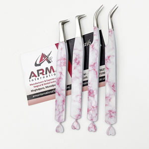 แหนบปลายขนตาสแตนเลสแบบคงทนดีไซน์รูปหัวใจดีไซน์หินอ่อนแบบมืออาชีพ - Product Image 3