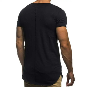 Custom Logo Men's Fitness Slim T-<b>Shirt</b> Fashion <b>Patchwork</b> Design Cotton Summer Casual Short Sleeve - Product Image 2