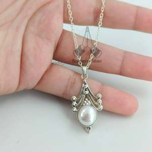 Collier pendentif en argent sterling 925 fait main avec perle d'eau douce pour un cadeau d'anniversaire, de Noël ou de la Saint-Valentin - Product Image 4