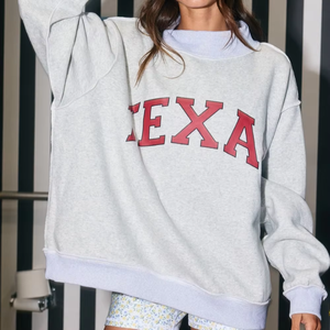 Oversized <b>White</b> Cotton <b>Sweatshirt</b> With Blue Letter Print Stand Collar Pullover Unisex Autumn Wear Knitted Regular Fit - Product Image 6