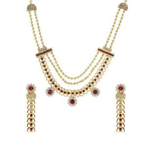 Soha Fashion Traditional Necklace <b>Set</b> Fine Jewelry with Austrian Stone <b>Gold</b> Plating - Product Image 1
