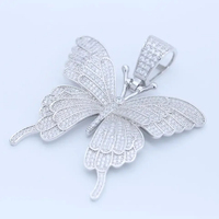 Pendentif Papillon Personnalisé en Acier Inoxydable Plaqué Or, Zircon Sertis, Style Hip Hop Bling Bling, Tendance Bijoux Fins pour Femme, Idéal Soirée