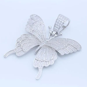 Fine Jewelry Hip Hop Jewelry Bling Iced Out VVS Moissanite Diamond 925 <b>Sterling</b> <b>Silver</b> Custom Butterfly <b>Pendant</b> for Women - Product Image 3