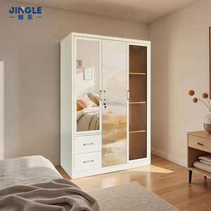 Armadio in Metallo Cinese a 4 Ripiani per Camera da Letto <span class=keywords><strong>e</strong></span> Soggiorno, Armadietto in Acciaio per Conservazione Vestiti con Specchio, <span class=keywords><strong>Mobili</strong></span> all'Ingrosso - Product Image 3