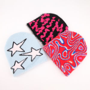 Gorro de jacquard deportivo personalizado bordado a mano cálido invierno Mohair Beanie sombreros con logotipo personalizado - Product Image 1