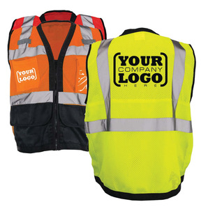 Chaleco de seguridad con logotipo personalizado para hombre, chaleco de construcción resistente al agua con 5 bolsillos, cremallera, malla reflectante para trabajo al aire libre - Product Image 2