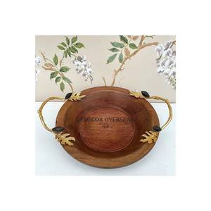 Asas de metal chapado en oro de diseño atractivo único para cuenco de servicio de forma redonda de calidad lujosa de proveedor indio MOQ 50 - Product Image 1