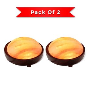 Cuenco de sal del Himalaya de media cúpula hecho a mano con base de madera tallada Serene Amber Glow Night Light Love and Music Style - Product Image 4