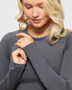 Haut court essentiel à manches longues en graphite unique pour femmes 4 voies extensibles et douces légères - Product Image 5