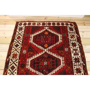 Tapis turc vintage 4x7,8 pieds, tapis d'intérieur, tapis en laine rouge et blanc à motifs floraux - Product Image 3