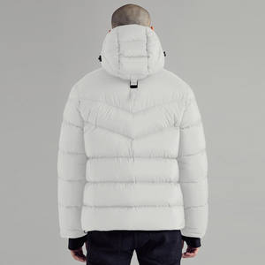 Chaqueta acolchada de invierno para hombre, abrigo grueso y cálido con capucha de burbujas, soporte de OEM logotipo personalizado, cremallera frontal, resistente al viento, impermeable, informal, teñido sólido - Product Image 2