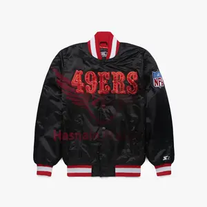 Стильный затемняющий атласный жакет для начинающих 49ers, ограниченная серия, одежда для футбольного сезона, модная одежда