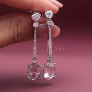 IGI Certified Lab Grown Diamond Oval Drop Dangle <b>Earrings</b> in 925 Sterling <b>Silver</b> | Luxury Long Diamond <b>Earrings</b> - Product Image 5