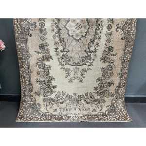 Alfombra Vintage de 3.9x6.7 pies, Alfombra Turca, Alfombra Ombré Marrón Grisáceo - Product Image 2