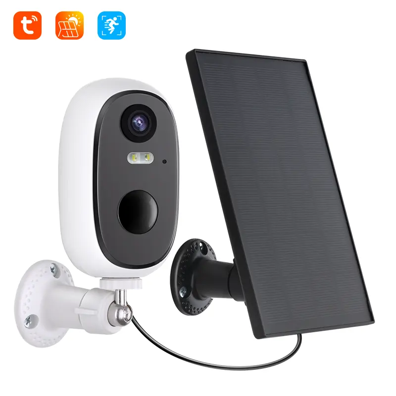 Tuya Smart Life Wifi Solar-powered Battery Ip Camera Remote Monitoring View Mini Wireless Battery Powered Security Camera