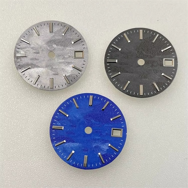 28.5mm Meteorite Texture Watch Dial, 3D Polished Metal Luminous Markers, Factory Direct NH35 Compatible, OEM Customizable