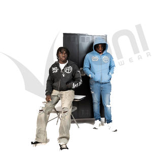 Sudadera con capucha bordada desgastada elegante de calidad superior con detalle de lavado ácido Impresión digital de aspecto de invierno de moda única - Product Image 3