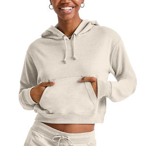 2025 alta calidad diseño personalizado mujer 100% algodón francés Terry recortada Sudadera con capucha al por mayor de alta calidad Crop transpirable sudaderas con capucha - Product Image 1