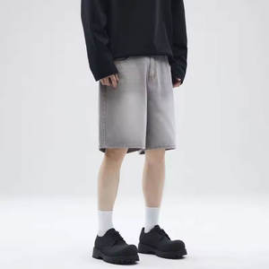 Short de sport en jean décontracté et respirant pour hommes Style de rue populaire personnalisé en gros Taille élastique Motif solide Design Coton - Product Image 3