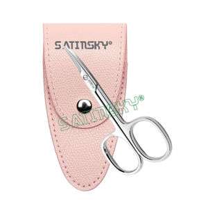 Ciseaux courbés de haute qualité Satinsky pour manucure et pédicure, avec étui en cuir, outils professionnels en acier inoxydable, qualité chirurgicale dentaire, puissance 2 - Product Image 1
