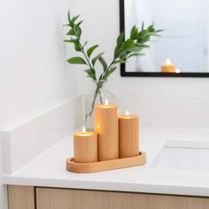 Bougeoirs en bois pour bougies chauffe-plat-Ensemble de bougeoirs décoratifs à plateau à 3 supports pour café de pièce maîtresse de table - Product Image 4