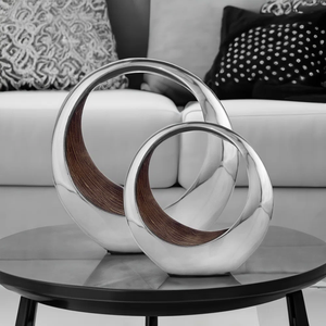 Bol de service alimentaire arrondi en bois et aluminium, design populaire pour hôtel, prix abordable - Product Image 1